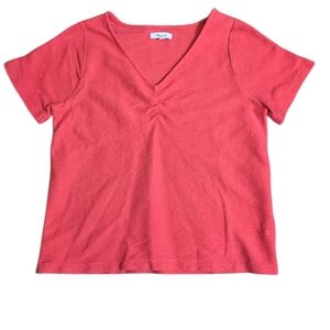 Madewell Coral V-Neck Blouse